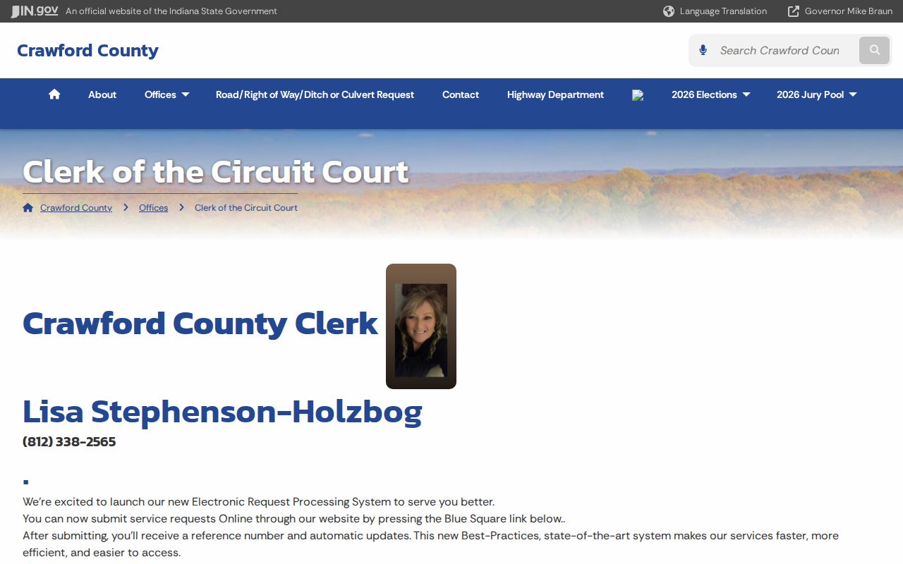 Official Crawford County Circuit Court Clerk webpage